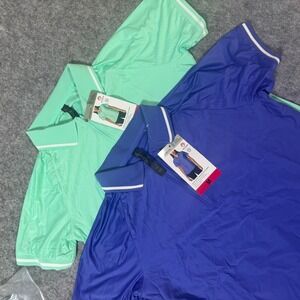 Mondetta Womens 1/4 Zip Short Sleeve Polo Shirt 2 Pack Mint and Blue Size M NWT